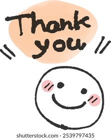 Warm hand-drawn Thankyou text and smiling emoticons Thank you
