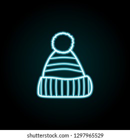 Warm hat  icon in neon style. Simple thin line, outline vector of Autumn icons for UI and UX, website or mobile application