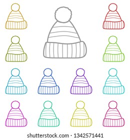Warm hat multi color icon. Simple thin line, outline vector of Autumn icons for UI and UX, website or mobile application