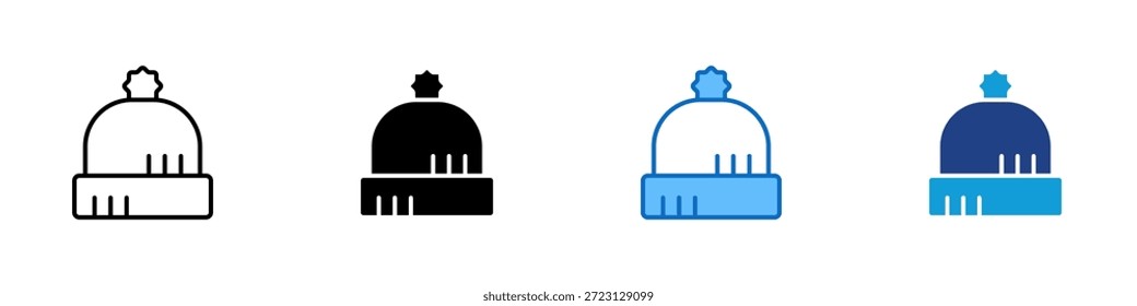 Warm Hat Multiple Style Icon Design Vector - Sombrero de punto de invierno que representa la calidez, la protección contra el frío y la ropa de temporada