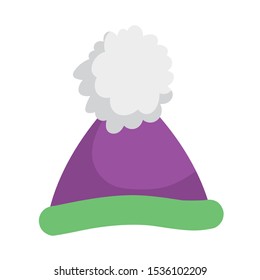warm hat with pom pon accessory icon vector illustration