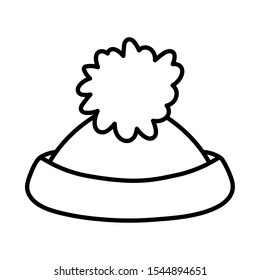 warm hat with pom pon accessory icon vector illustration thick line