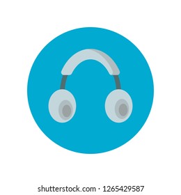 Warm headphones flat icon isolated on blue background. Simple sign symbol in flat style. Winter accessories Vector illustration for web and mobile design. 