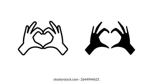 Warm heart hands gesture icon set symbolizing love, support, and care. Perfect for charity, community, and human connection themes.