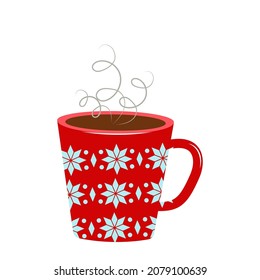 Warm holiday wishes. Cup with hot chocolate