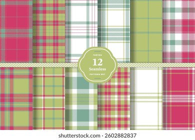 Warm Honey and Autumn Rust Seamless Tartan Fabric Design Set of 12