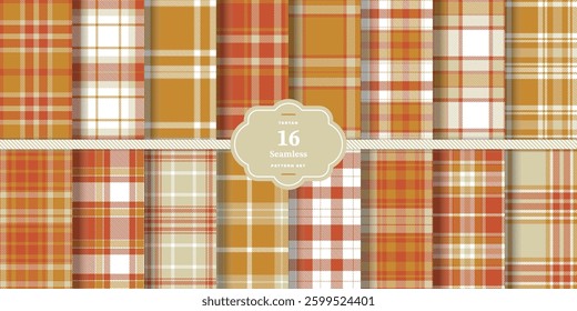 Warm Honey Seamless Tartan with Pale Cream accents Textile Design Set of 16