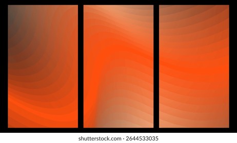 Warm Horizon Abstracts: Smooth Wavy Textures in Fiery Oranges and Subtle Browns, Intersected by Elegant Curves – Perfect for Websites, Presentations, and Dynamic Visual Content.