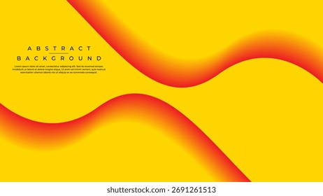 Warm Horizontal Fluid Wave Abstract Background with Yellow and Red Gradient