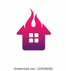 warm house icon, fire home icon