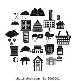 Warm house icons set. Simple set of 25 warm house vector icons for web isolated on white background