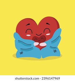 Warm hugs funny concept. Cute hearts. Hugs and kisses. Happy Valentine's day vector card