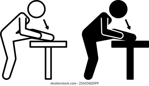 Warm Up Icons. Black and White Vector Illustration. Man Doing Warm-up Exercises Before Workout. Leg Bend. Sports and Fitness Concept