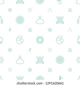 warm icons pattern seamless white background. Included editable line winter hat, sun, thermometer, no brightness, baby socks, no bleaching icons. warm icons for web and mobile.