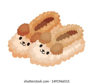Warm indoor slippers. Vector illustration on a white background.
