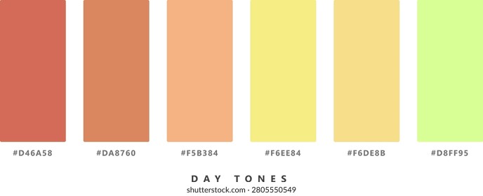 Warm and inviting day tones color palette, excellent for bright designs, cheerful aesthetics, and optimistic themes.