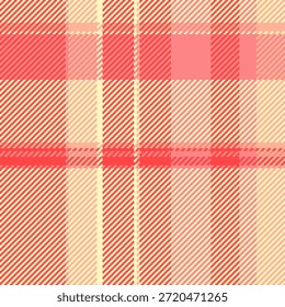 Warm and inviting seamless tartan pattern with vibrant coral, gentle pink, and creamy beige tones.