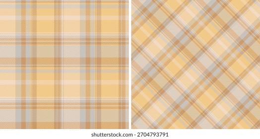 Warm, inviting tartan patterns, versatile for textiles, backgrounds, and designs. Features soft gold, beige, and grey tones. Ideal for autumn and cozy themes.