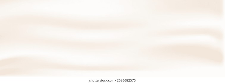 Warm ivory and beige background with light pearl colors waves and abstract gradient. Minimal backdrop or calm wallpaper design with delicate cloth texture. Vector pale illustration.