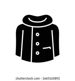 Warm jacket black icon, concept illustration, vector flat symbol, glyph sign.