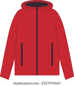 Warm jacket with hood. Vector illustration with transparent background.