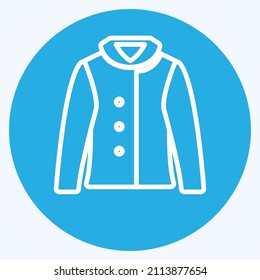 Warmes Jacket-Symbol auf trendigem, blauem Hintergrund einzeln auf weichblauem Hintergrund