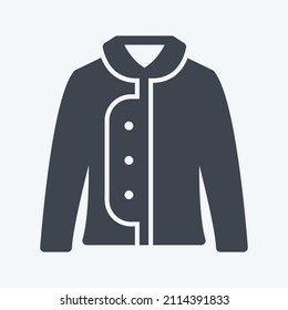 Warm Jacket Icon in trendy glyph style isolated on soft blue background