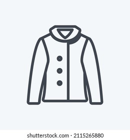 Icono de la Chaqueta cálida al estilo de línea de moda aislado en un fondo azul suave