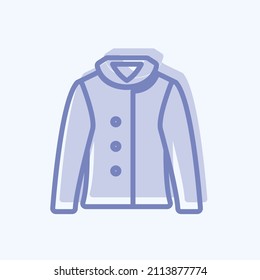 Warm Jacket Icon in trendy two tone style isolated on soft blue background