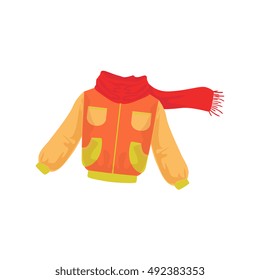 Warm Jacket And Scarf As Autumn Attribute