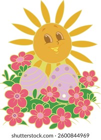 Warm and Joyful Easter Artwork with Sunshine and Blooming Flowers