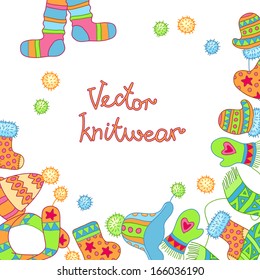 Warm knitted accessories, vector illustration