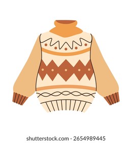 Cálido suéter de punto de otoño. Ilustración vectorial.
