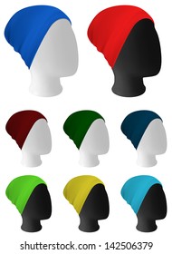 Warm knitted hat on mannequin head template