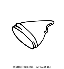 Warm knitted hat on a white background isolated. Side view. Autumn, winter headdress. Line art, Hand drawn