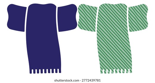 Warm knitted neckwear accessory, cold weather apparel element, fashion garment illustration.