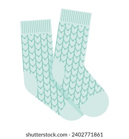 Warm knitted pair of blue socks