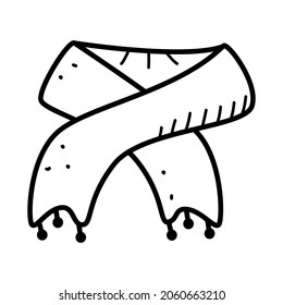 Warmer Strickschal, Cartoon Vektorgrafik von Doodle-Stil. Einzeln auf Weiß