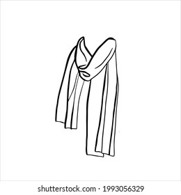 Warm knitted scarf on a white background. Vector flat doodle illustration