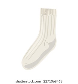 Warm knitted sock on white background