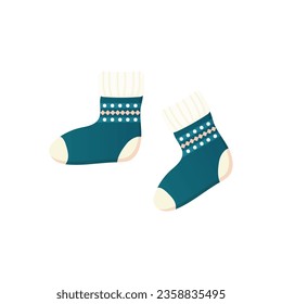 warm knitted socks, with Christmas and New Year's ornaments