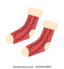 Warm knitted socks. Vector illustration.