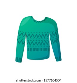 Warm knitted winter sweater isolated on white. 