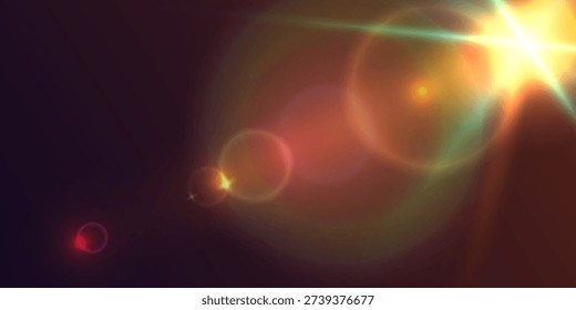 Warm Lens Flare Bokeh On Dark Background