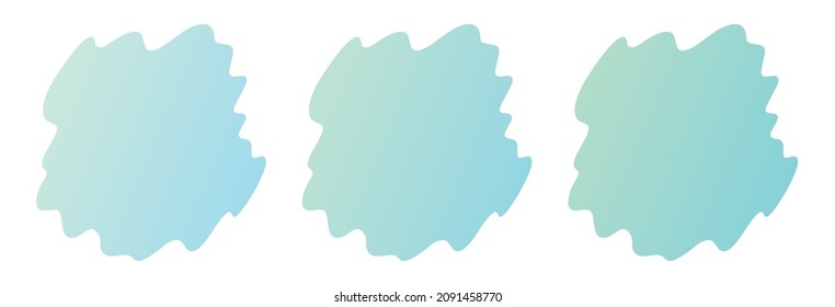 Warm light blue sky color abstract paint stroke shape amoeba backdrop, wavy frame flat design background template vector set.