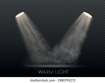 conjunto de luz caliente de la lámpara sobre un fondo transparente. Ilustración del vector