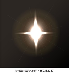 The warm light of the stars. Sparkling light. The rays of light and the sun. A flash of light on a transparent background for cool effects. 