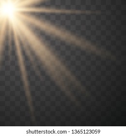 Warm light sunlight. Vector lens flare.