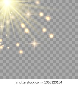 Warm light sunlight. Vector lens flare.