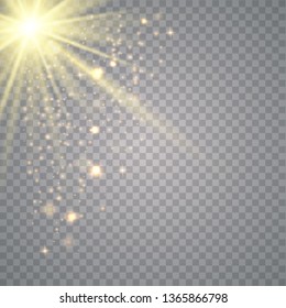 Warm light sunlight. Vector lens flare.